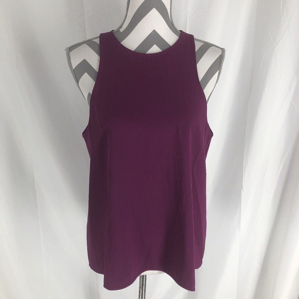 Everlane Tank Top Womens 10 Purple Sleeveless Triacetate Crewneck Blouse Shirt